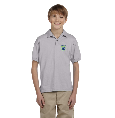 PREPNET VIRTUAL YOUTH EMBROIDERED GREY POLO SHIRT Virtual Prep Net